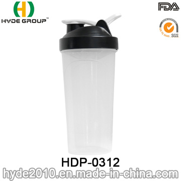 Botella de polvo de proteína de plástico libre de BPA, botella de batido de plástico recién 700ml con bola de Ss (HDP-0312)